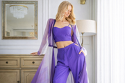 Purple Crop Top and Cut Out Trouser