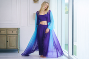 Dark Purple Silk Chiffon Beach Cover Up Dress