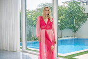 Silk chiffon hot pink cover-up beach dress