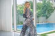 Silk chiffon zebra print cover-up beach dress